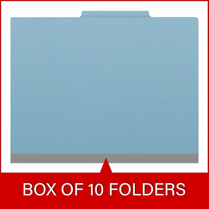 25 Pt. Pressboard Classification Folders, 2/5 Cut ROC Top Tab, Letter Size, 1 Divider, Light Blue (Box of 10) - Image 6