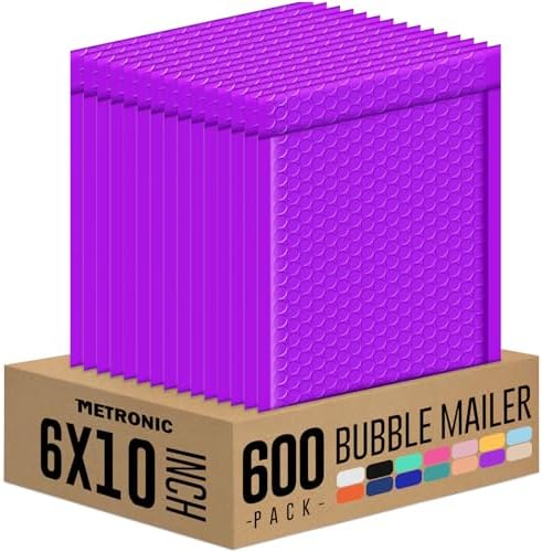 Metronic Bubble Mailers 6x10 Purple, 600 Pack, Self-Seal Poly Padded Mailer by METRONIC