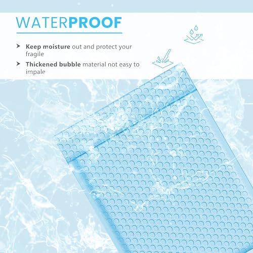 Light Blue Bubble Mailers 4x8, Poly Padded Envelopes #000, 500 Pack - Image 5