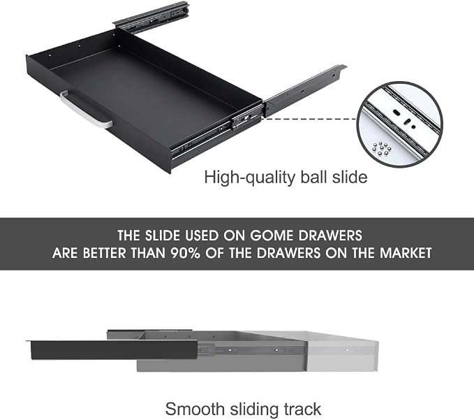 GOME Large Size Under Desk Slide out Pencil Drawer with Adjustable Space Divider Design for Storing Pencil and Office Accessories, Underdesk Pull out Tray Organizer Mounted for Sit Stand Workstation - Image 6