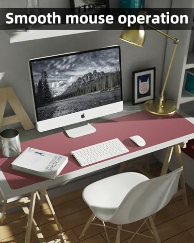 Leather Desk Pad Protector, Large Desk Mat, Mouse Pad, Non-Slip PU Leather Desk Blotter,Desk Cover mat,Desk mat for Keyboard and Mouse,Mat for Office&Home (Rose Purple, 48" x 17") - Image 4