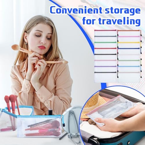 Zhehao 400 Pcs A6 Mesh Zipper Pouch Pencil Pouch with Zipper Waterproof Mesh Storage Bags Small Zipper File Bags for Classroom Organization School Office Supplies, 9.5 x 4.5 Inch (16 Assorted Colors) - Image 4