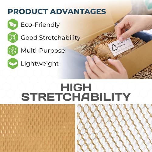 HexcelPack HexaFil Honeycomb Packing Paper Filler - Natural, 12" x 1700' - Image 3