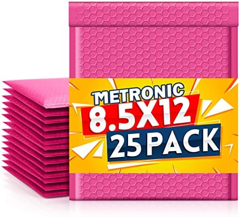 Metronic Bubble Mailers 8.5x12 Inch 25 Pack Pink Padded Envelopes Bulk #2 by METRONIC