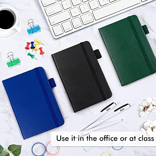feela 15 Pack Pocket Small Notebooks Bulk, Mini Cute Notepads Hardcover College Ruled Lined Journals with Pen Holder for School Business, with 15 Black Pens, 3.5”x 5.5”, A6, Black Navy Dark Green - Image 4
