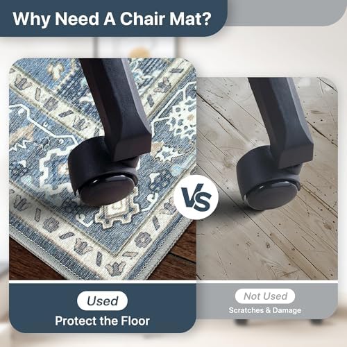 36"x48" Office Chair Mat for Hardwood Floor, Non-Slip Washable Navy - Image 4