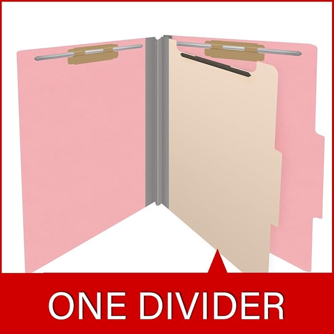 Heavy Duty End Tab Color Folders, 2/5 Cut ROC Top Tab, Letter Size, 1 Divider, Pink (Box of 10) - Image 8