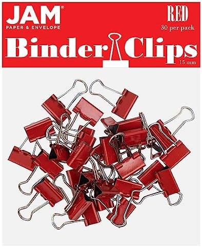 JAM PAPER Colorful Binder Clips - Extra Small - 3/5 Inch (15 mm) - Red Binderclips - 30/Pack by JAMPaper