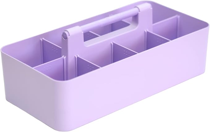 -Large Portable Caddy, DIY Dividers, 8 Compartments, Portable Basket with Handle Storage Organizer Modern Made in USA (4 PACK, Lavender) - Image 3