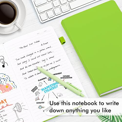 feela 24 Pack Journal Notebook Bulk for Work, Business Notebook Hardcover Lined Writing Journal with Pen Holder for Men Women Note Taking, with 24 Black Pens, 120 GSM, 5.1”x8.3”, A5, Green - Image 4