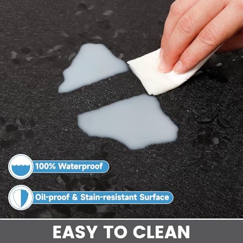 Floral Table Cover Protector Table Craft Mat, 36 x 72 Inch Upgraded 2.0mm Thick, Floral PVC Table Top Protector for Dining Room, Waterproof Black Desk Pad Mat, Easy to Wipe & Cut - Image 4