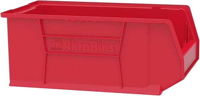 Akro-Mils 30281 Super-Size AkroBins Plastic Storage Bins, Space-Saving Stackable Bins for Garage, Classroom, Warehouse Organization, 20" L x 12" W x 8" H, Red, 3-Pack - Image 2
