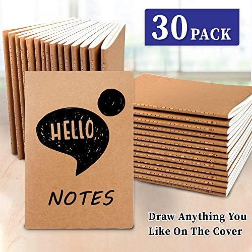 feela 30 Pack Kraft Notebooks, A5 60 Lined Pages Notebooks and Journals for Women Girls Students Making Plans Writing Memos Office School Supplies, 8.3 X 5.5 in - Image 3