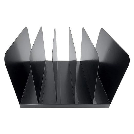 Huron Vertical 5 Slot Steel Desk Organizer/Sorter, Black - Image 3