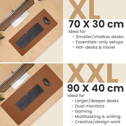 Full Grain Leather Desk Pad, Toffee Tan Brown, XL(35.4 x 15.7 inch) - Image 4