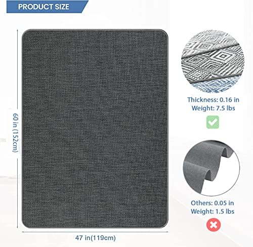 Chair Mat for Hardwood & Tile Floor, 47" x 60" Heavy Duty Office Chair Mat for Rolling Chairs, Anti Slip, Non-Curve, Floor Protector for Home Office, Graphite Texture - Image 2