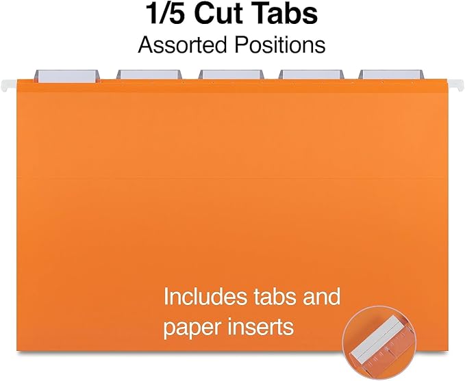 Staples Reinforced Hanging File Folders, Legal Size, 5‑Tab, Assorted Colors, Durable Construction – 25/Box - Image 3