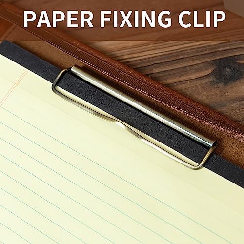 YIWEN Leather Portfolio with Handle, Zippered Front Pocket and Clip - Image 5
