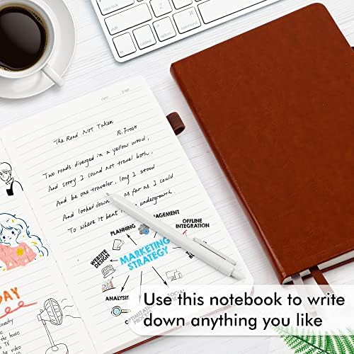 feela 24 Pack Journal Notebook for Work, Business Notebook Bulk Hardcover Lined Writing Journal with Pen Holder for Men Women Note Taking, with 24 Black Pens, 120 GSM, 5.1”x8.3”, A5, Brown - Image 4