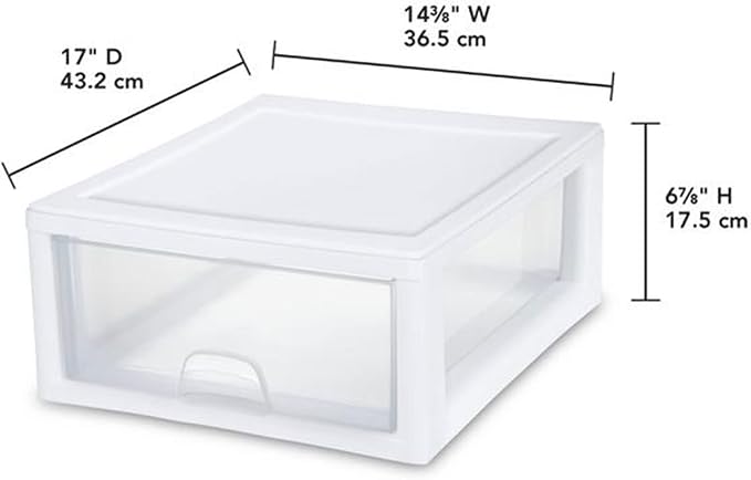 Sterilite 6-Pack 16 Quart Stacking Drawer, Clear Storage Closet Organizer, White Frame - Stackable Modular Plastic Drawers for Clothes, Accessories, Craft Supplies, Shoes or Linens - Image 3
