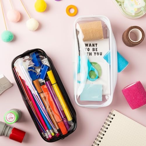 Fainne 50 Pcs Clear Pencil Pouch Bulk 7.87x1.38 Zipper Bag, Multi Color - Image 5