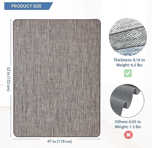Chair Mat for Hardwood & Tile Floor, 47" x 52" Heavy Duty Office Chair Mat for Rolling Chairs, Anti Slip, Non-Curve, Floor Protector for Home Office, Heathered Gray - Image 2