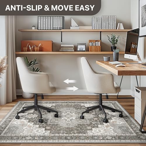 48"x60" Office Chair Mat for Hardwood Floor, Non-Slip Washable Tawny Grey - Image 5