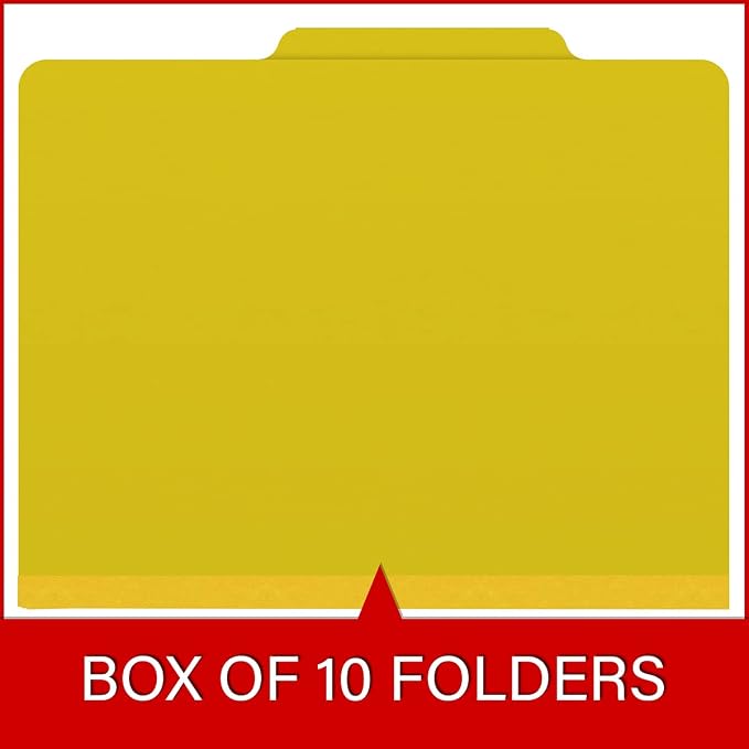 25 Pt. Pressboard Classification Folders, 2/5 Cut ROC Top Tab, Letter Size, No Dividers, Yellow (Box of 25) - Image 6