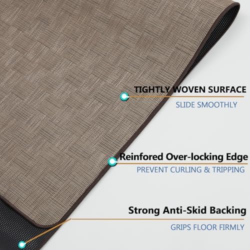 Chair Mat for Hardwood Floor, 50x63 Desk Computer Chair Mat for Hard Wood & Tile Floor, Large Anti-Slip Hard Floor Protector Rolling Chair for Office Home， Brown Square - Image 3