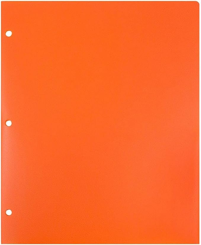 JAM PAPER Heavy Duty Plastic 3 Hole Punch Pocket Folders - Extra Tough School Folders - Orange - 24/Pack - Image 4