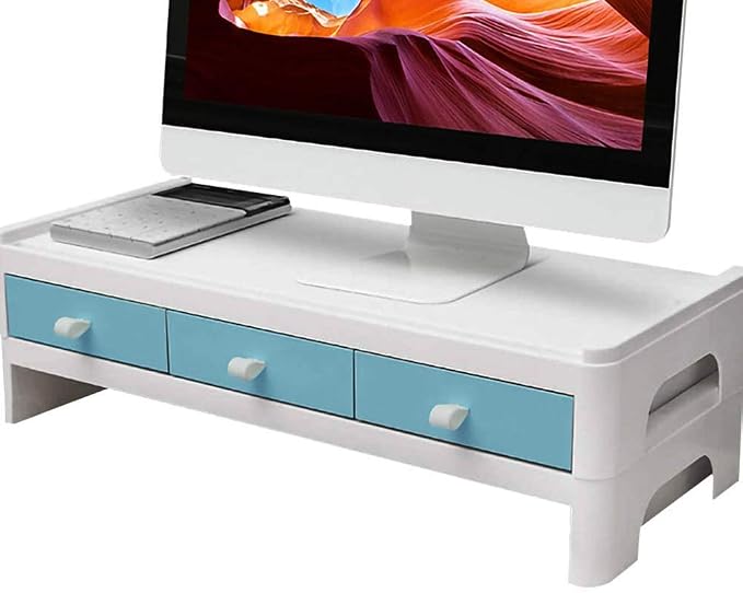 Monitor Riser Stand Desk Shelf with Drawer Keyboard Storage Splittable Computer Monitor Booster Computer Riser Stand Green by Kelendle