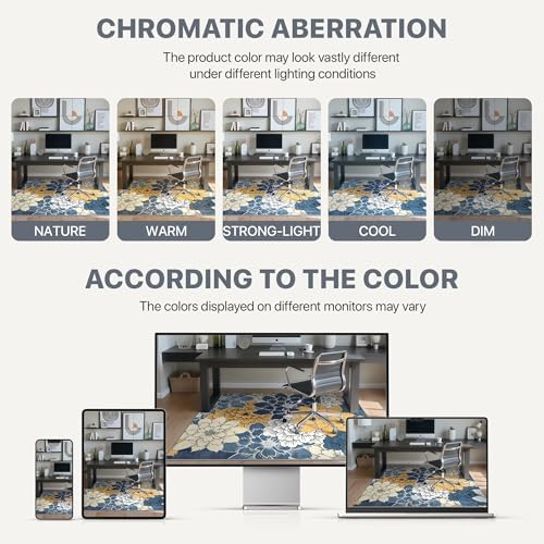 48"x60" Office Chair Mat for Hardwood Floor, Non-Slip Washable Navy Yellow - Image 6