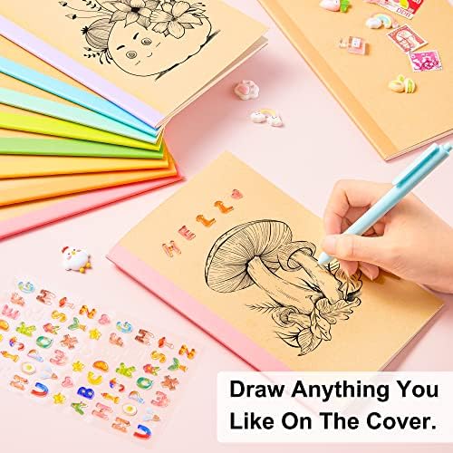 feela 16 Pack Composition Notebook Bulk, Kraft Cover Lined Blank College Ruled Travel Journals with Pastel Color Spine For Women Students Office, 60 Pages, 8.3”x 5.5”, A5, 8 Pastel Colors - Image 3