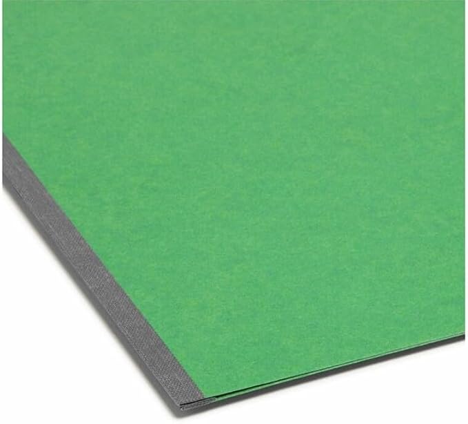 Smead Pressboard Fastener File Folder with SafeSHIELD Fasteners, 2 Fasteners, 1/3-Cut Tab, 2" Expansion, Letter Size, Green, 25 per Box (14938) - Image 3