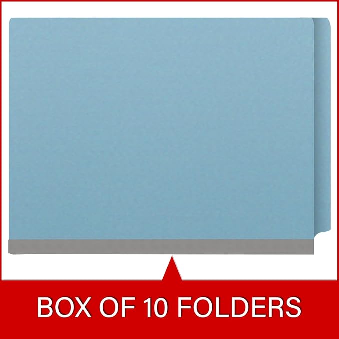 25 Pt. Pressboard Classification Folders, Full Cut End Tab, Letter Size, 2 Dividers, Light Blue (Box of 10) - Image 6