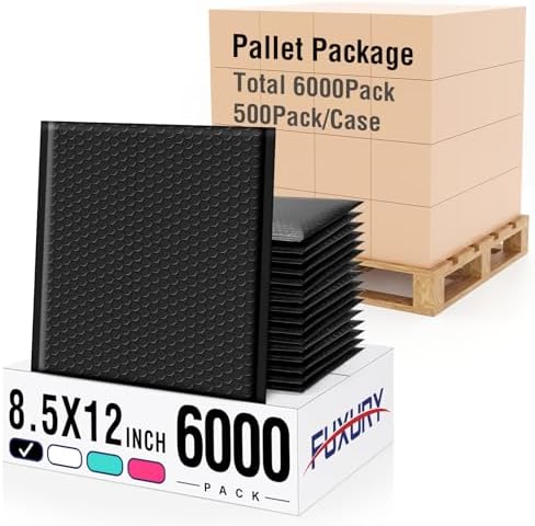 Fuxury Bubble Mailers 8.5x12" Full Pallet of Padded Envelopes 6000 Pack by Fuxury