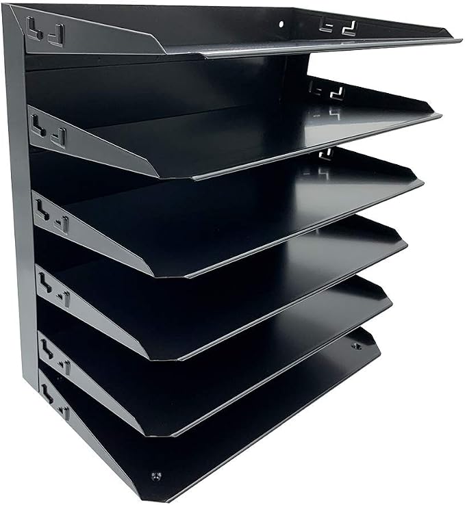 Huron Desktop Horizontal 6-Slot Legal File Binder Organizer Storage Letter Tray, Black Commercial Grade Steel - Image 3