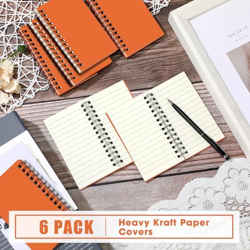 Jutom 6 Pcs Small Spiral Notebook Memo Pad 3x5, Orange - Image 6