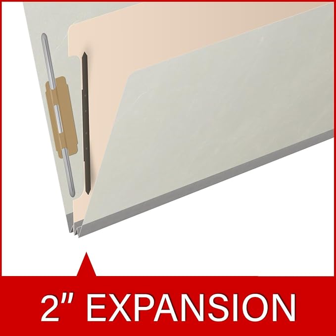 Ecom Folders Top Tab Pressboard Classification Folders | Legal Size 25 Pt Stock with 1 Divider | 2/5 Cut ROC Tab for Medical & Office Filing | 4 Filing Sections | Light Gray, Box of 10 - Image 7