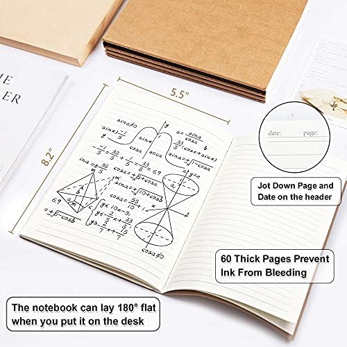 feela 8 Pack A5 Kraft Notebooks, 60 Lined Blank Pages Travel Journal Bulk, Soft Cover Notebooks for Women Girls Students, Making Plans Writing Memos Office School Supplies, 8.3 X 5.5 in - Image 2