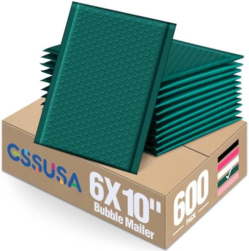 GSSUSA Forest Green Bubble Mailers 6x10" 600 Pack Padded Envelopes by GSSUSA