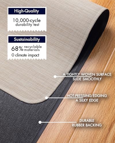 Baroyal Office Chair Mat for Hardwood Floor Under Desk Computer Rolling Chair Mat for Wood/Tile Floor Non-Slip Heavy Duty Desk Rug PVC Plastic Hard Floor Protector 36" x 48" (Parchment) - Image 4