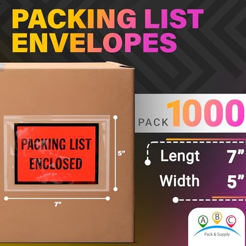 ABC PACK & SUPPLY Packing List Envelopes, Clear with Red Face Packing List Enclosed, 7 x 5 Inch, Self Seal Shipping Document Pouches 2 Mil Polyethylene, Pack of 1000 - Image 2