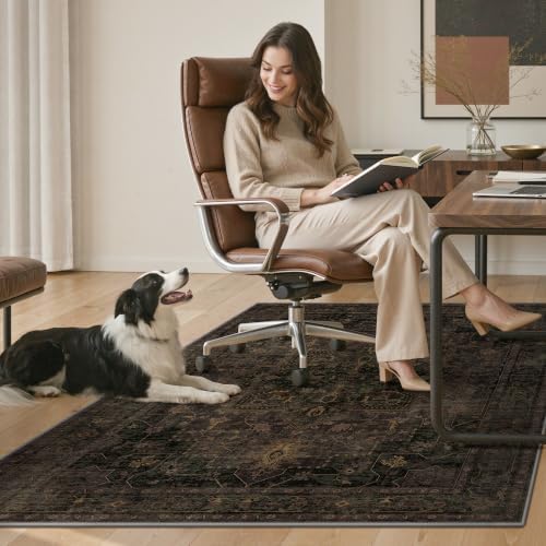 36"x48" Office Chair Mat for Hardwood Floor, Non-Slip Charcoal Brown - Image 7