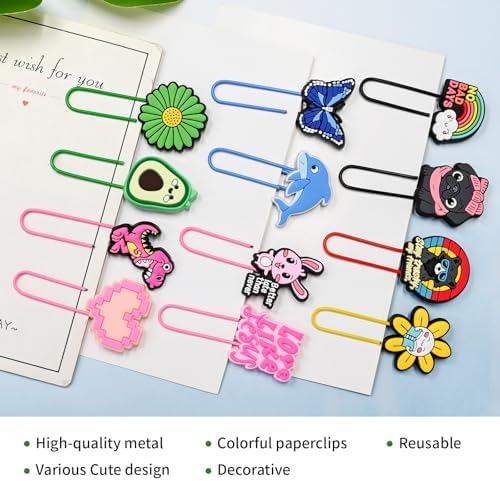 Paper Clips, 50pcs Random PaperClips Medium Colored Binder Clips Assorted Book Mark for Paperwork Office School Decorative - Image 2