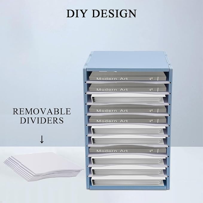 Vertical Desktop Sorter, 11 Slots Blue Mail Organizer File Organizer | PVC Paper Sorter Organizer with 11 Adjustable Compartments, Construction Paper Storage Mailbox for Home Office - Image 4