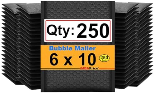 iMBAPrice 6x10 Inch Black Poly Bubble Mailers, 250-Pack by iMBAPrice