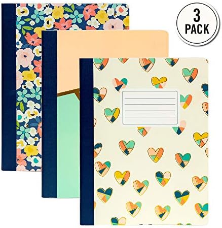 Pukka Pad, Carpe Diem Composition Notebooks - 3 Pack of Journals Featuring 140 Pages of College Ruled 80GSM Paper with Sturdy Cover Stock - 9.75 x 7.5in - Floral Love - Image 2