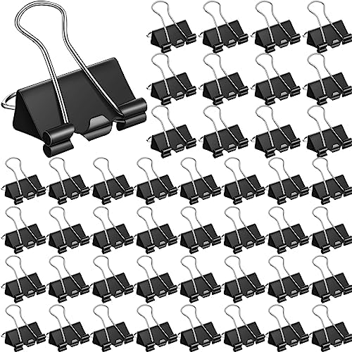 Jetec 100 Pcs Black 1 Inch Binder Clip Paper Clamp Metal Paper Clip by Jetec