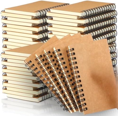 Jutom 54 Pcs Small Spiral Notebook Memo Pad 3x5, Kraft Color by Jutom